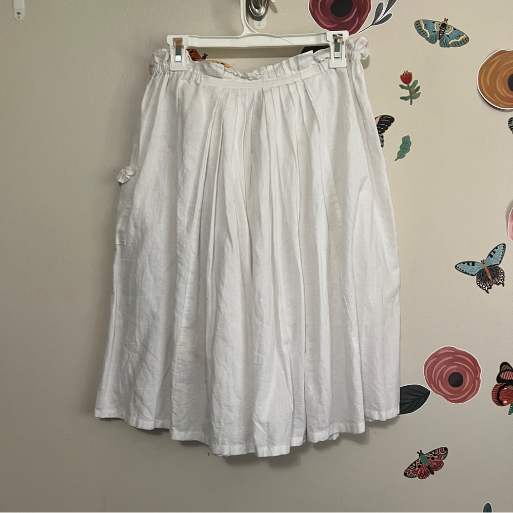 THE GREAT. White Midi Skirt with Drawstring Waist - Picture 3 of 8
